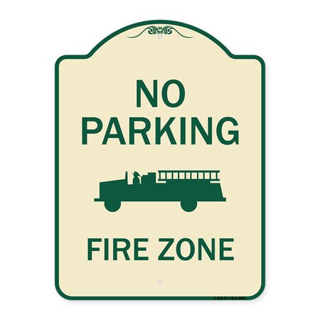Signmission Designer Series-No Parking Fire Zone With Fire Truck Graphic, 24" x 18", TG-1824-9951 A-DES-TG-1824-9951
